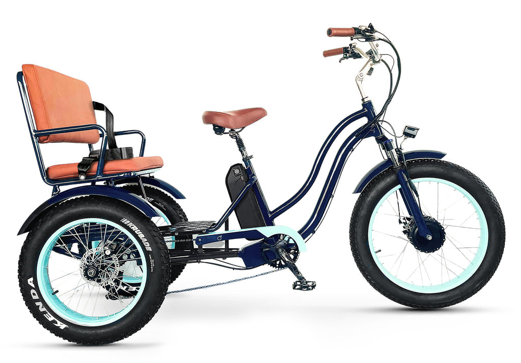 EVRYjourney Electric Tricycle Rickshaw 2026, 750W, Hitch + Hydraulic Brakes (Navy)