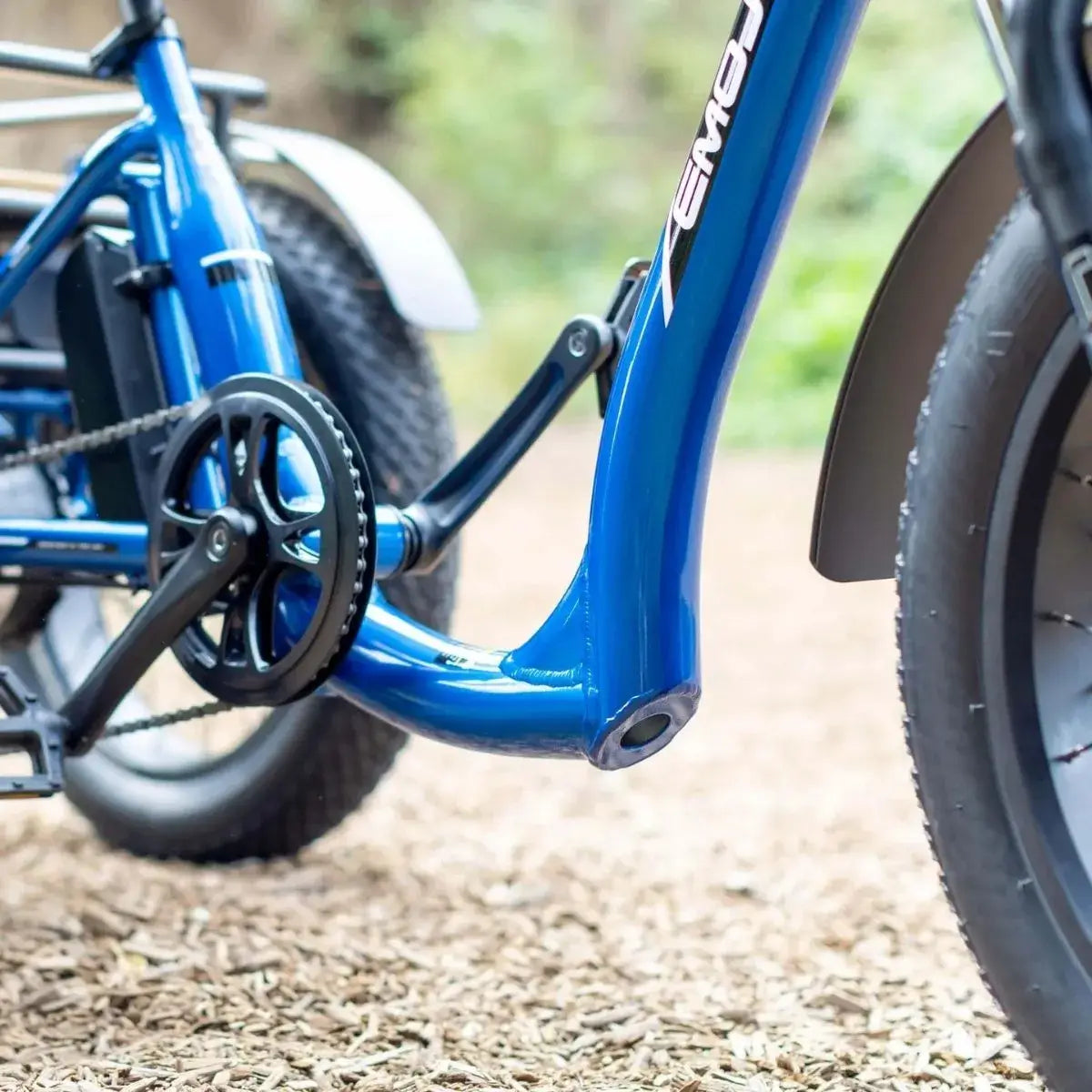 Emojo Bull electric bike lifestyle shot frame detail